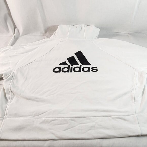 adidas Other - Adidas V-Neck Hoodie Pullover Sweater White XL Cotton Blend Mid-Sleeves